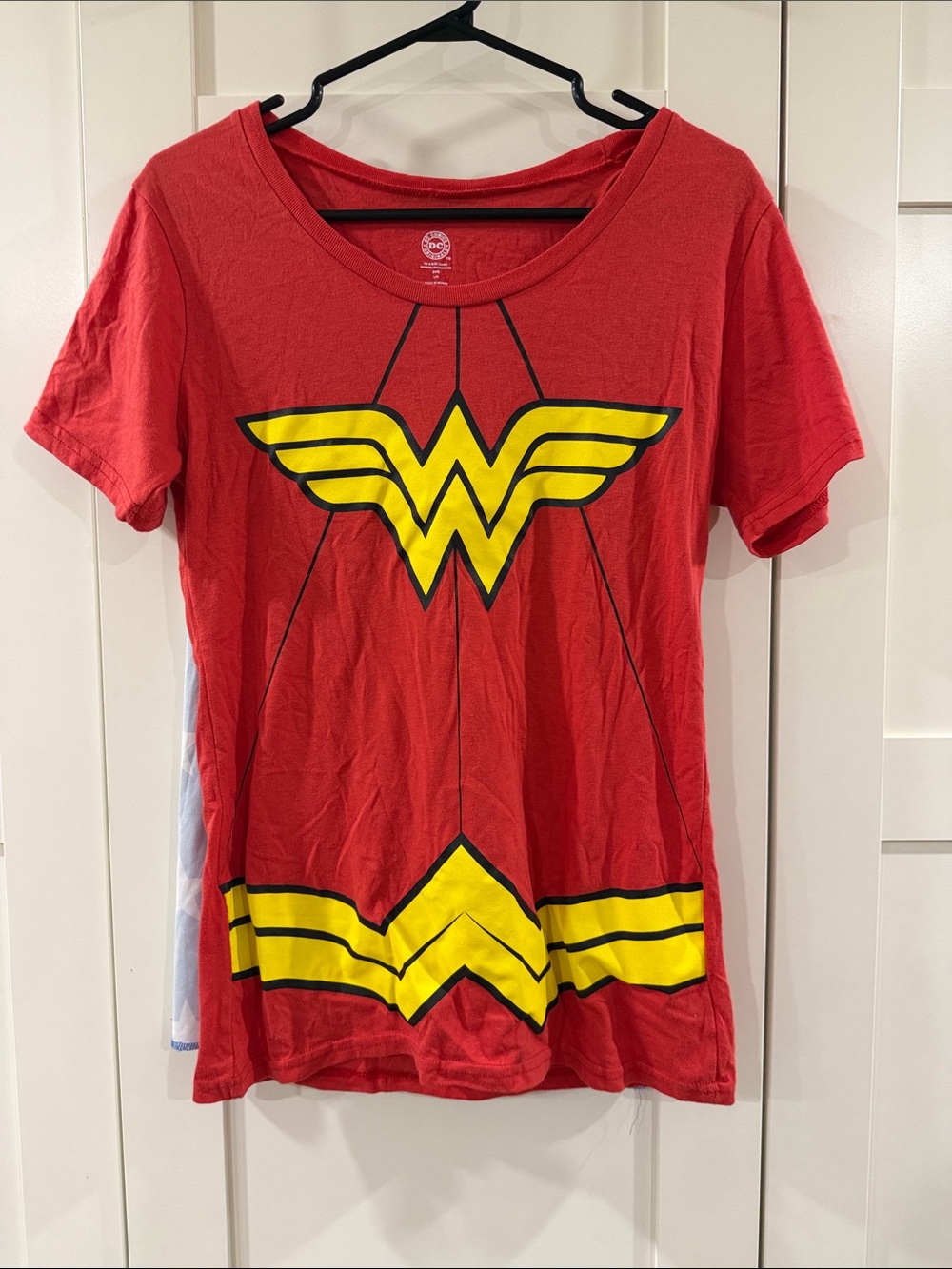 DC Comics Red Wonder Woman Graphic Tee with Yellow Emblem
